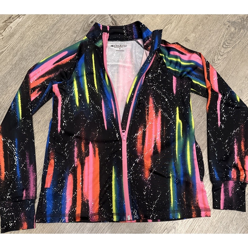 Ideology Women's Med Multicolr Casual Athletic Leisure Lightweight Jacket Zip up